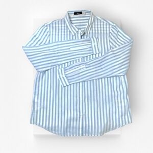 BDG Striped Button Down Shirt Light Blue White Long Sleeves Top Extra Large